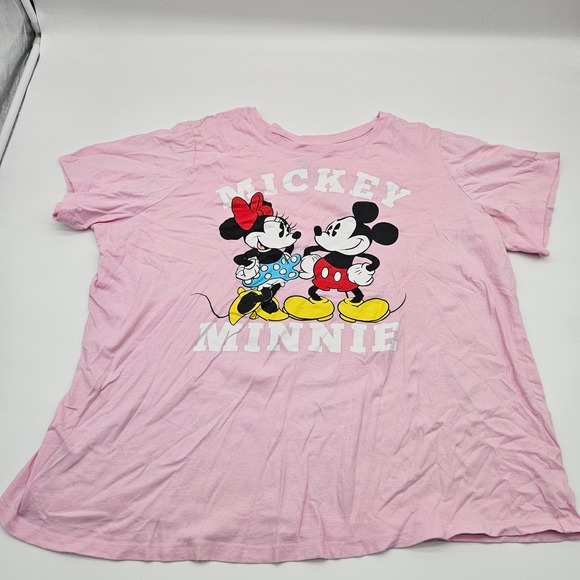 Disney Tops - Disney Mickey and Minnie Mouse Pink T Shirt 1X Plus Size Graphic Tee